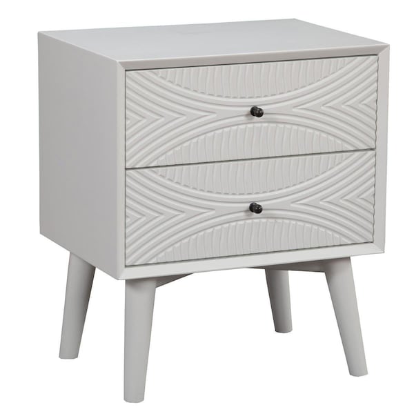 Gfancy Fixtures Groovy 1 Drawer Wood Nightstand, White GF3096784 - main